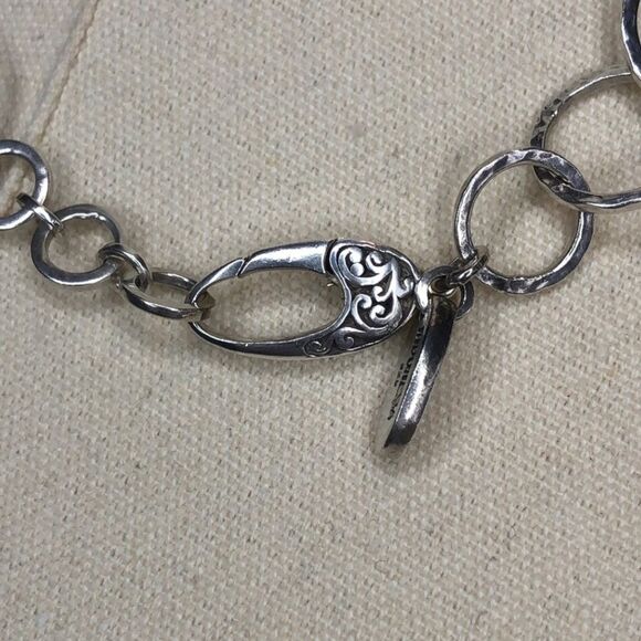 LOIS HILL Sterling Silver Faceted Green Amethyst Hammered Open Link Necklace - Picture 7 of 17